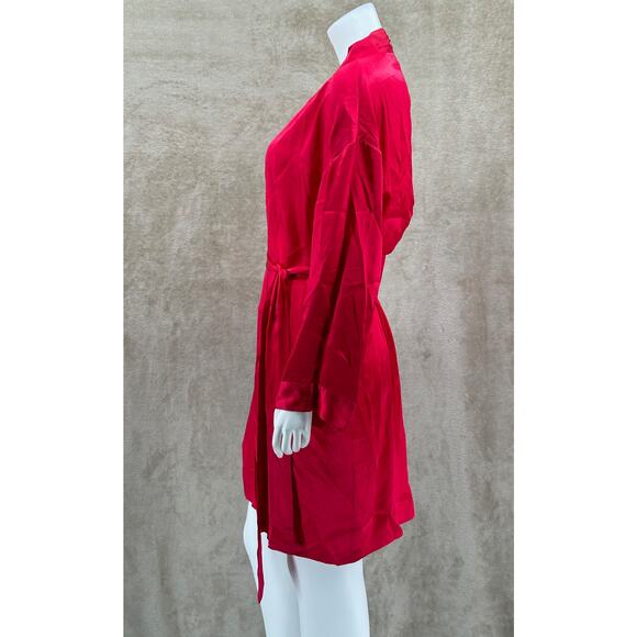 Vintage Victorias Secret Robe Women Small Petite Red 100% Silk Coquette Romantic - Picture 7 of 14